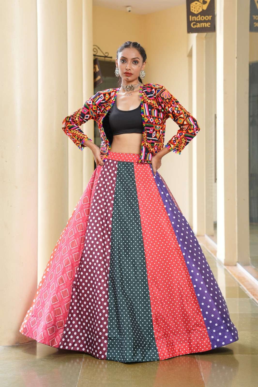 NAVRATRI DN-37 BY ASLIWHOLESALE DESIGNER PURE CREPE EMBROIDERY PRINTED LEHENGAS-00265