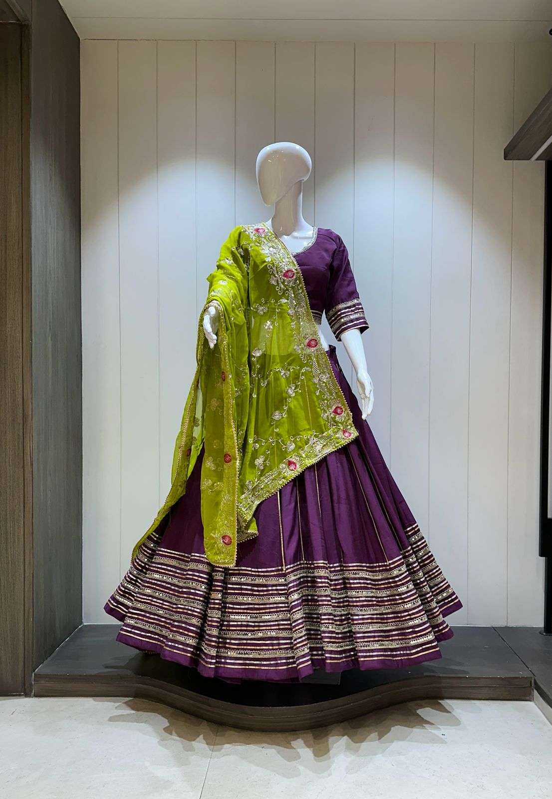NAVRATRI VOL-11 BY ASLIWHOLESALE DESIGNER PURE SILK EMBROIDERY PRINTED LEHENGAS-00029
