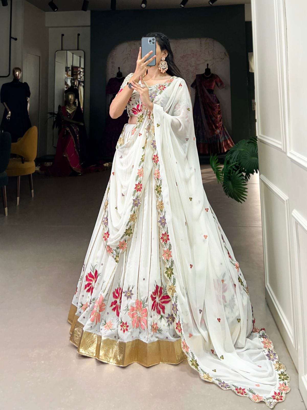 NAVYA VOL-10 BY ASLIWHOLESALE DESIGNER PURE GEORGETTE EMBROIDERY PRINTED LEHENGAS-00294