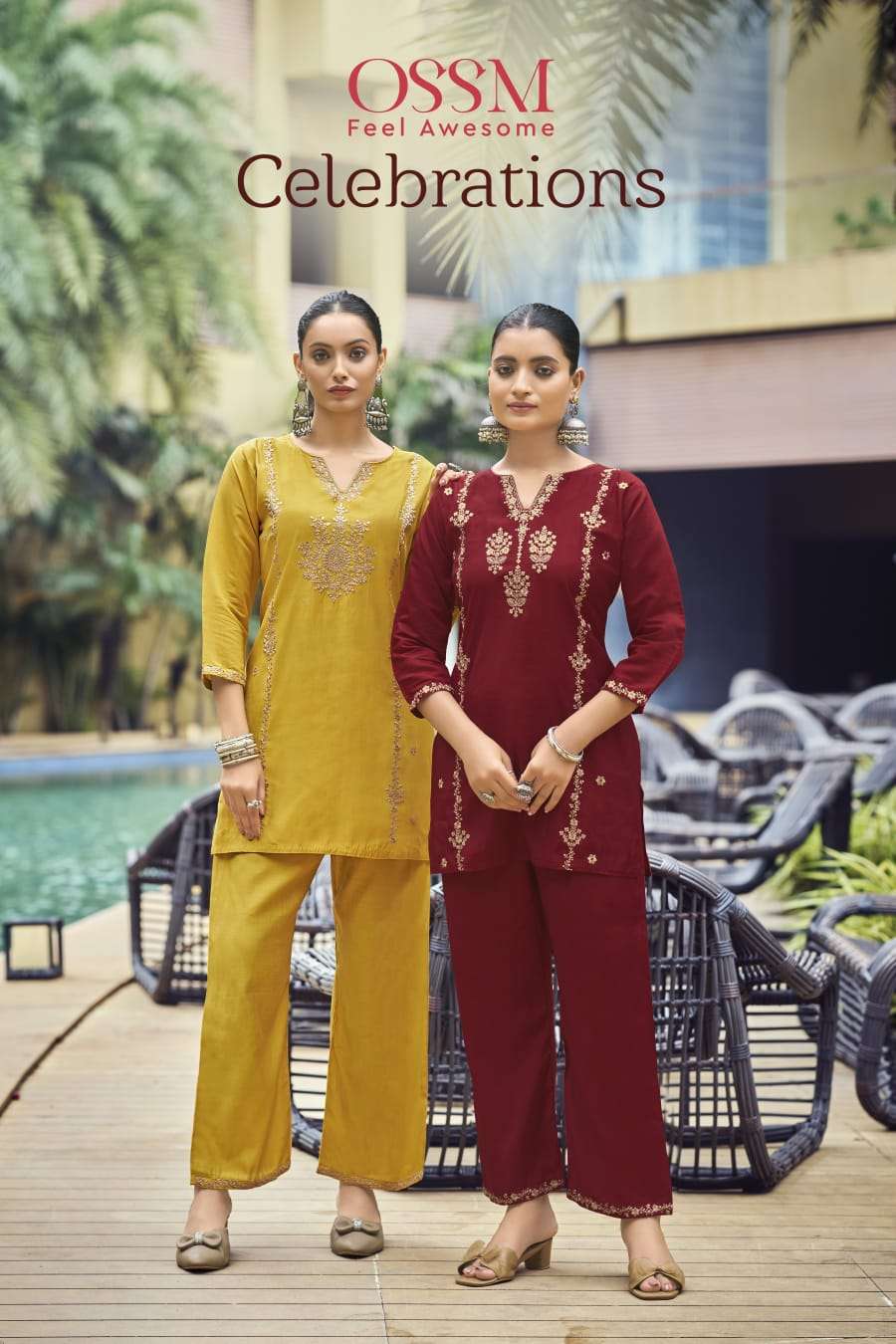 OSSM CELEBRATION PURE VISCOSE ROMAN SILK CO-ORD SET-00014