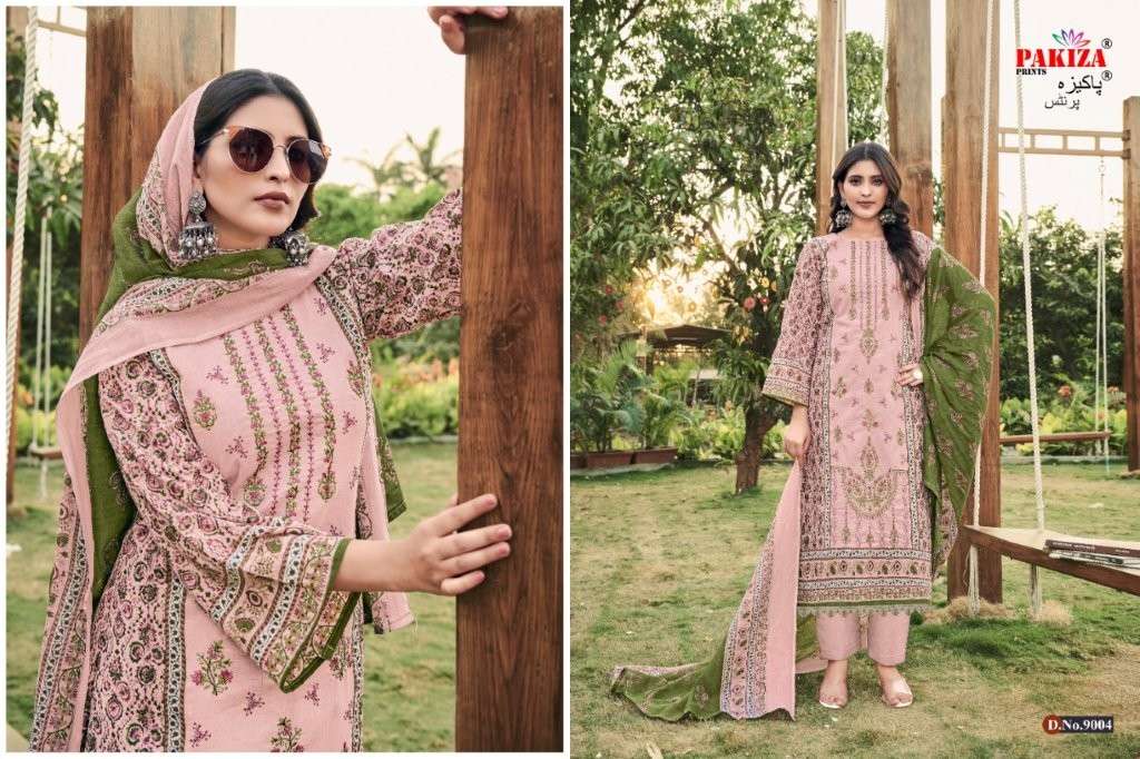 PAKIZA PRINT NAWAZISH VOL-09 9001 TO 9004 SERIES PURE LAWN PRINTED PAKISTANI DRESSES-00201