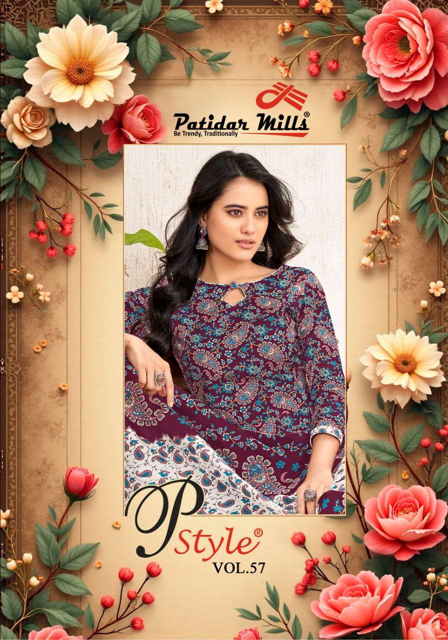 PATIDAR MILLS P STYLE VOL-57 5701 TO 5716 SERIES PURE COTTON PRINTED DRESSES-00015