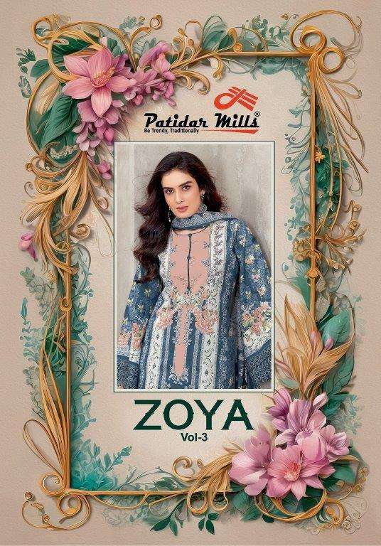 PATIDAR MILLS ZOYA VOL-3 3001 TO 3008 SERIES PURE COTTON PRINTED DRESSES-00015