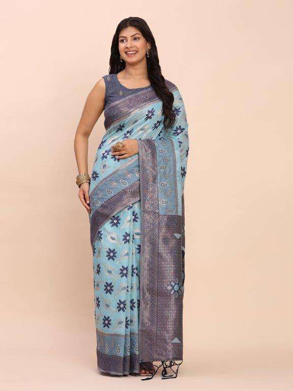 PATOLA VIBE BY ASLIWHOLESALE DESIGNER PURE LINEN COTTON SAREES-00281