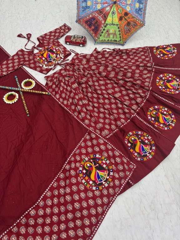 PC-256 BY ASLIWHOLESALE DESIGNER PURE COTTON NAVRATRI LEHENGAS-00045