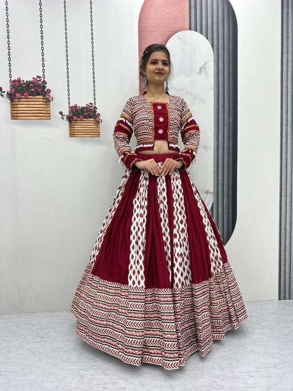PC-N41 COLOUR BY ASLIWHOLESALE DESIGNER PURE COTTON NAVRATRI LEHENGA-00045