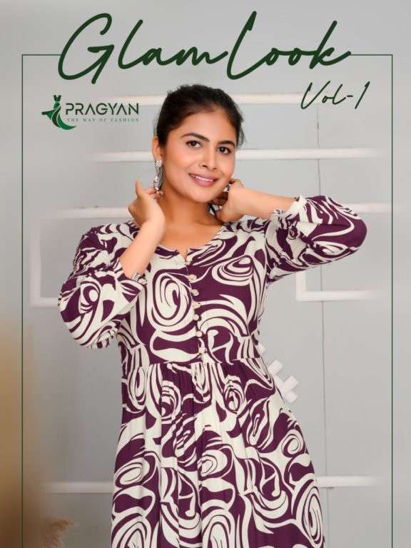 PRAGYAN GLAMLOOK VOL-01 PURE RAYON PRINTED KURTIS-00140