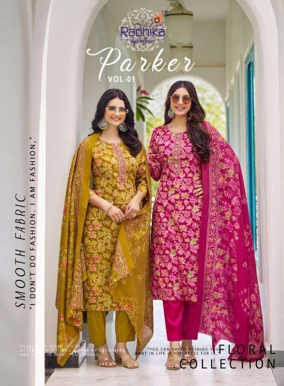 RADHIKA LIFESTYLE PARKER VOL-01 PURE JAAM SATIN PRINTED DRESSES-00140