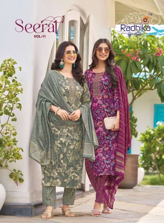 RADHIKA LIFESTYLE SEERAT VOL-11 PURE RAYON PRINTED EMBRODIERY DRESSES-00140