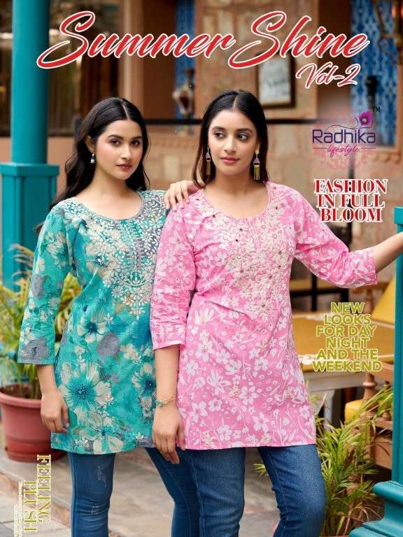 RADHIKA LIFESTYLE SUMMER SHINE VOL-02 PURE COTTON EMBROIDERY KURTIS-00140