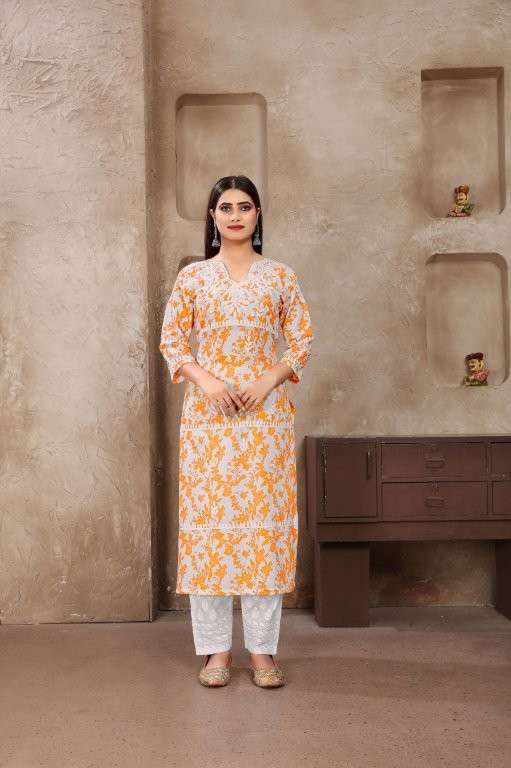 RASIKA VOL-1 BY ASLIWHOLESALE DESIGNER PURE COTTON PRINTED KURTIS-00295