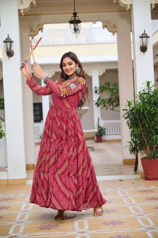 RM-109 BY ASLIWHOLESALE DESIGNER PURE FAUX GEORGETTE EMBROIDERY PRINTED GOWNS-00236