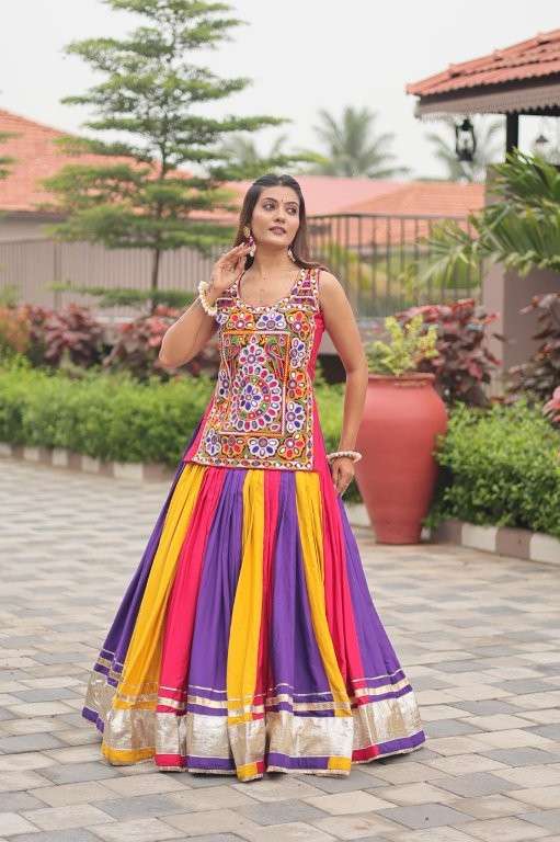 RM-115 BY ASLWIHOLESALE DESIGNER PURE COTTON EMBROIDERY PRINTED LEHENGAS-00236