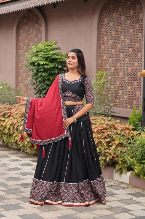 RM-117 BY ASLIWHOLESALE DESIGNER PURE COTTON EMBROIDEY PRINTED LEHENGAS-00236