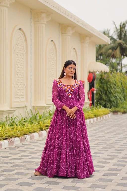 RM-119 BY ASLIWHOLESALE DESIGNER PURE FAUX GEORGETTE EMBROIDERY PRINTED GOWNS-00236