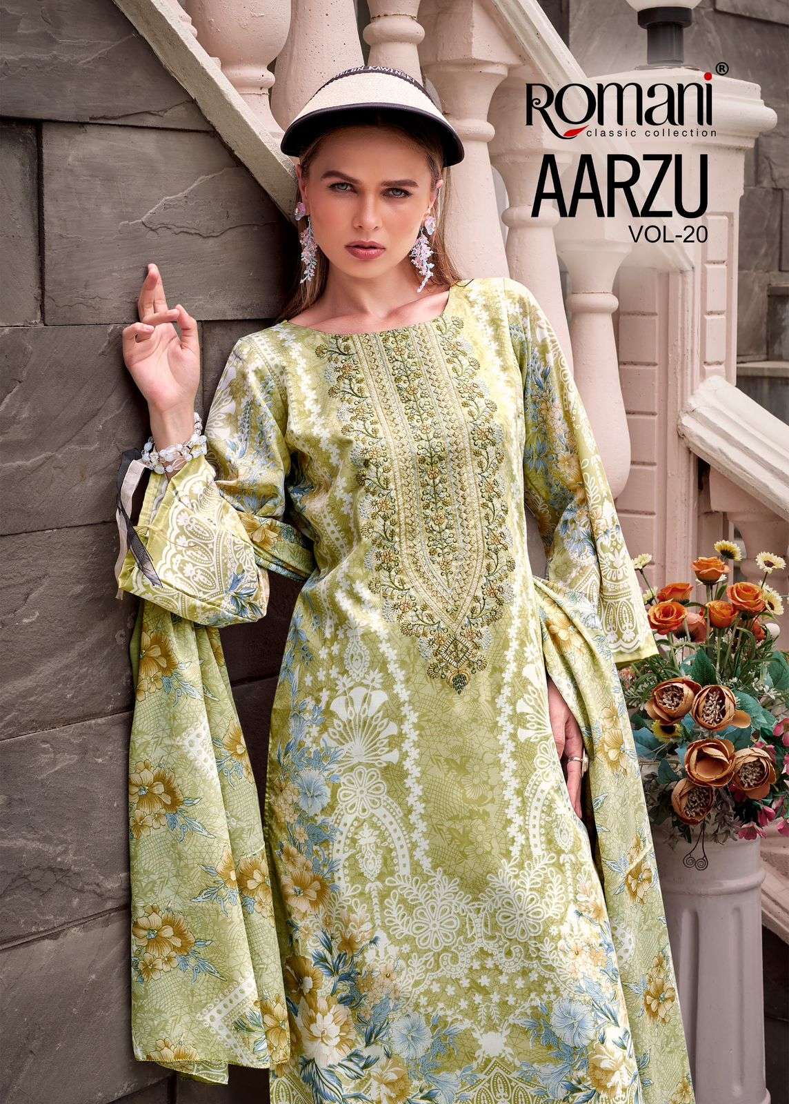 ROMANI AARZU VOL-20 1111-001 TO 1111-008 SERIES PURE COTTON WORK PAKISTANI DRESSES-00201