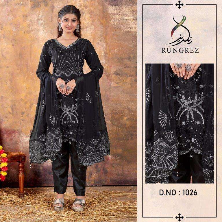 RUNGREZ 1026 PURE FAUX GORGETTE EMBROIDERY PAKISTANI DRESSES-00201