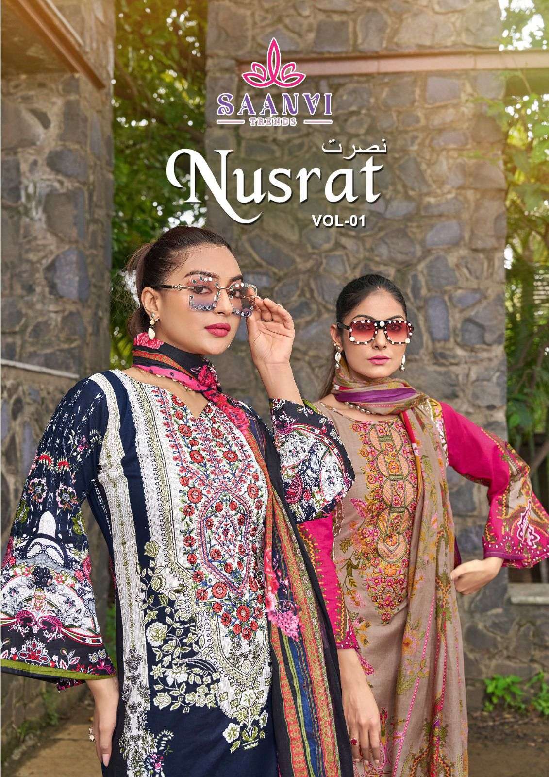 SAANVI TRENDS NURSAT VOL-01 PURE COTTON PRINTED EMBROIDERY PAKISTANI DRESSES-00062