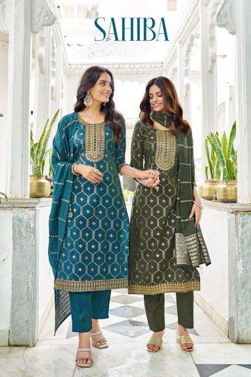 SAHIBA BY ASLIWHOLESALE DESIGNER 1001 TO 1008 SERIES PURE VISCOSE EMBROIDERY DRESSES-00097