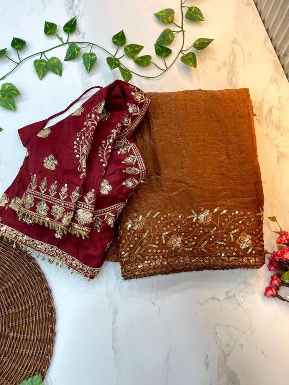 SAKHI VOL-215 BY ASLIWHOLEALE DESIGNER PURE CHIFFON EMBROIDERY SAREE-00219