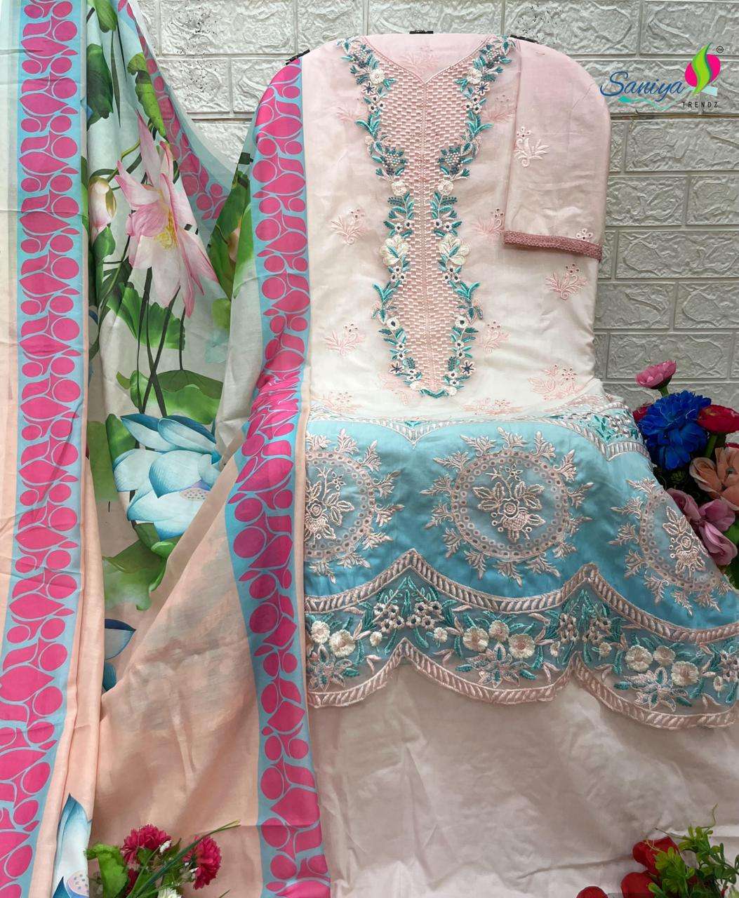SANIYA TRENDZ MUSHQ VOL-01 PURE COTTON EMBROIDERY PAKISTANI DRESSES-00071
