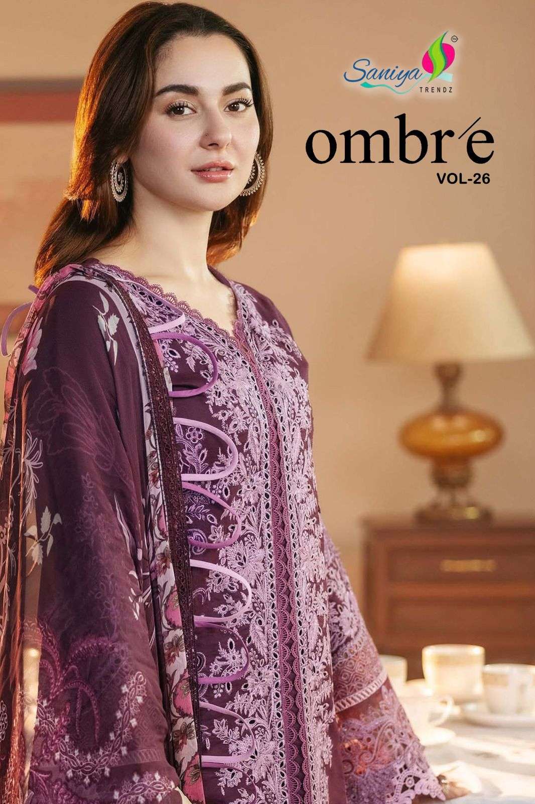 SANIYA TRENDZ OMBRE VOL-28  PURE COTTON EMBROIDERY PAKISTANI DRESSES-00071