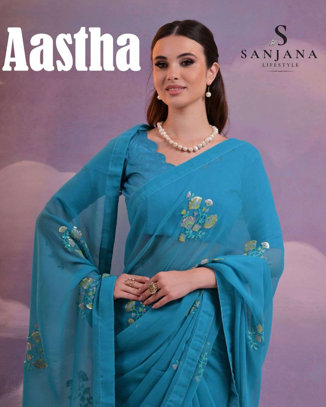 SANJANA LIFESTYLE AASHTA 14159 SERIES PURE GEOREGTTE EMBROIDERY SAREES-00137