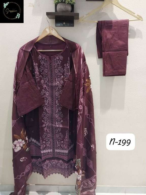 SAPPHIRE AGHA NOORAIN-199  SERIES PURE LAWN PRINTED DRESSES-00272