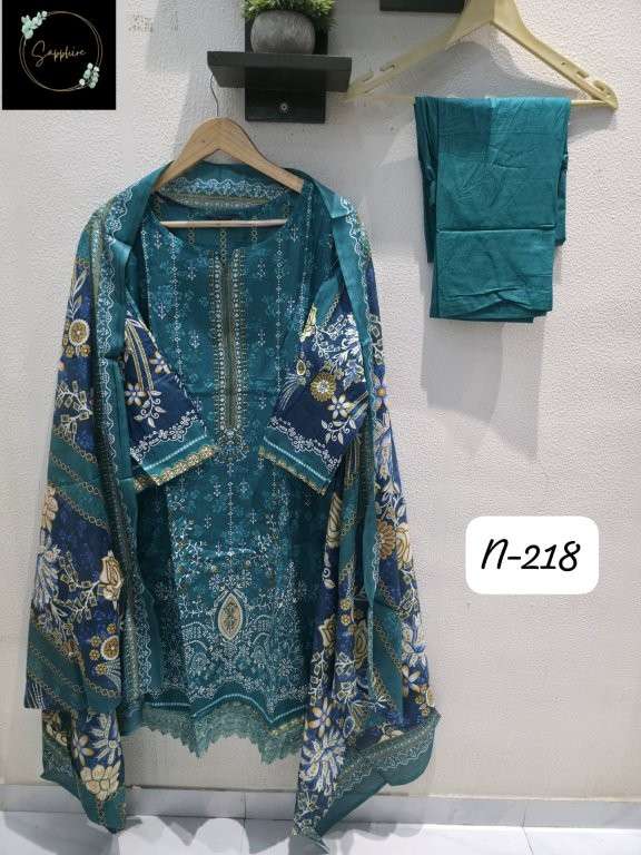 SAPPHIRE AGHA NOORAIN-218 PURE LAWN EMBROIDERY PRINTED DRESSES-00272