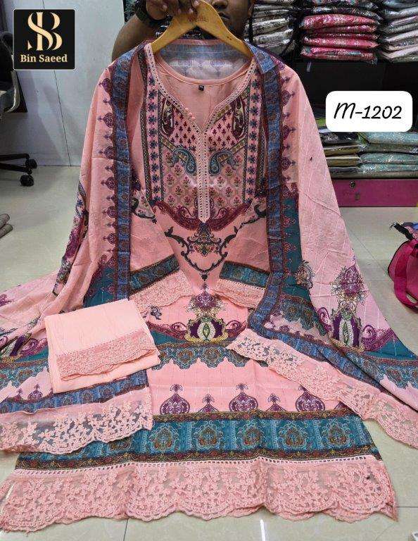 SAPPHIRE BIN SAEED 1202 SERIES PURE MALBARI FANCY EBROIDERY PAKISTANI DRESSES-00272