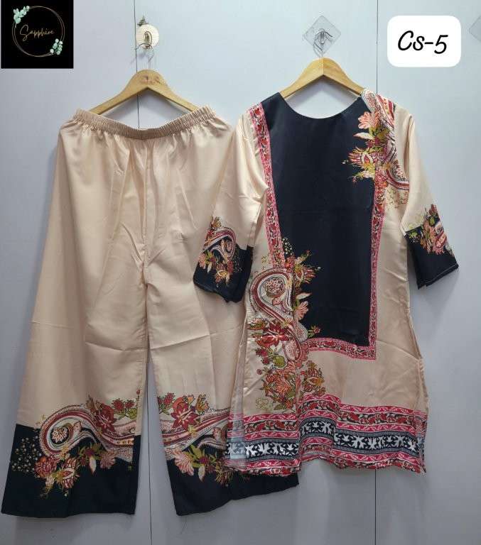 SAPPHIRE CO-ORD SET VOL-5 PURE SATIN PRINTED PAKISTANI CO-ORD SET-00272