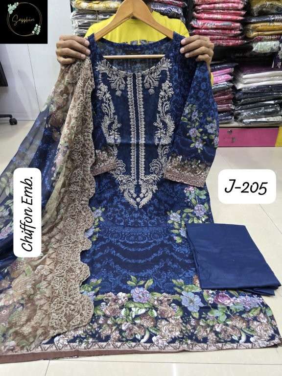 SAPPHIRE JAZMIN VOL-205 PURE LAWN COTTON PRINTED PAKISTANI DRESSES-00205