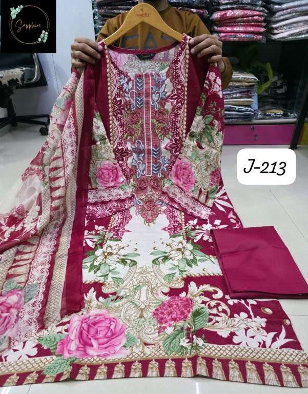 SAPPHIRE JAZMIN VOL-213 PURE LAWN COTTON EMBROIDERY PRINTED DRESSES-00272