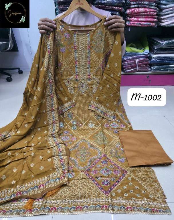 SAPPHIRE M-1002 PURE VISCOSE MUSLIN EMBROIDERY PRINTED PAKISTANI DRESSES-00272