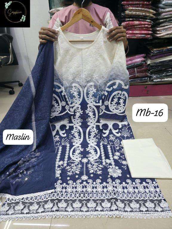 SAPPHIRE MARIAB-16 PURE LAWN COTTON EMBROIDERY PAKISTANI DRESSES-00272