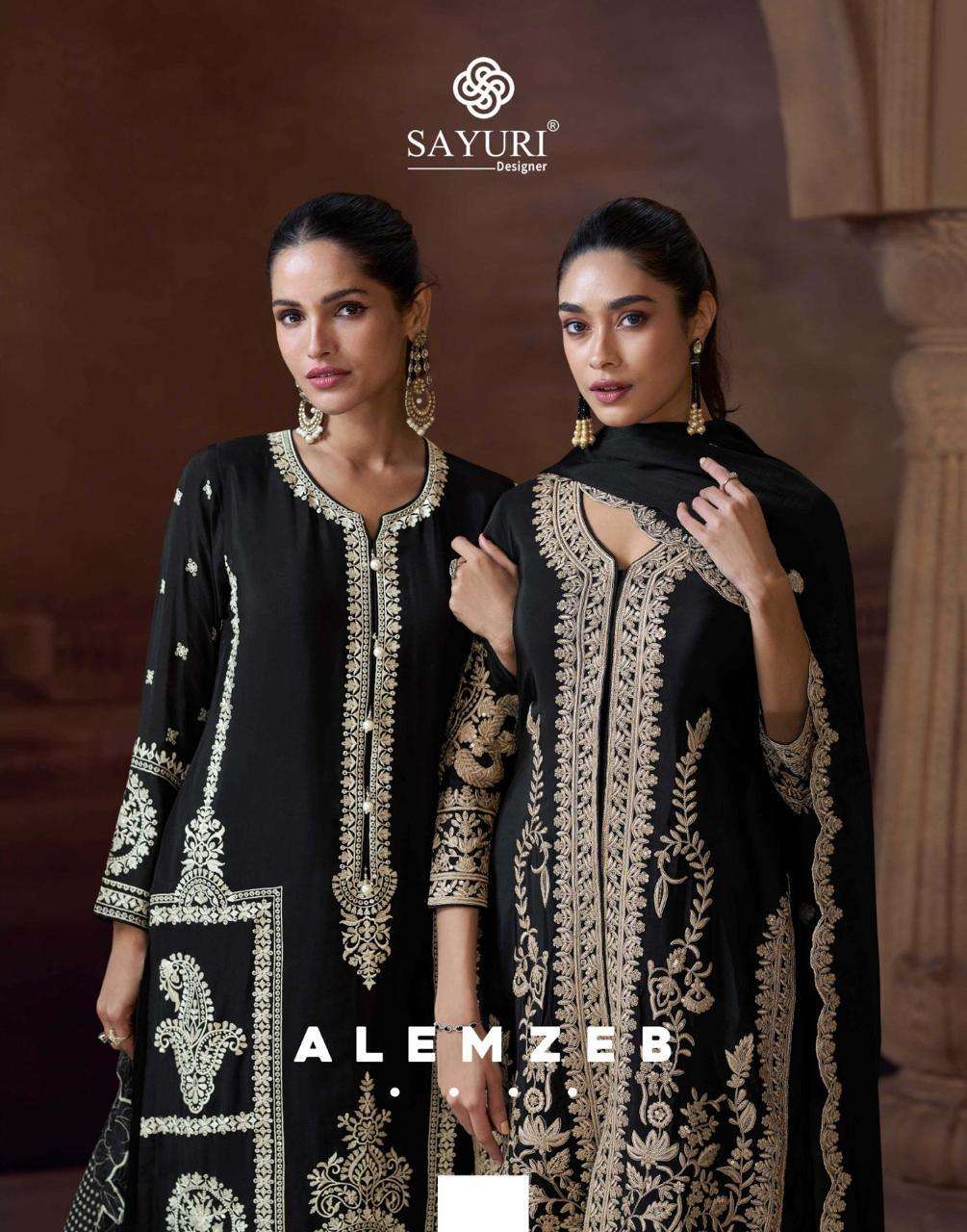 SAYURI ALEMZEB PURE CHINON SILK EMBROIDERY PAKISTANI DRESSES-00028