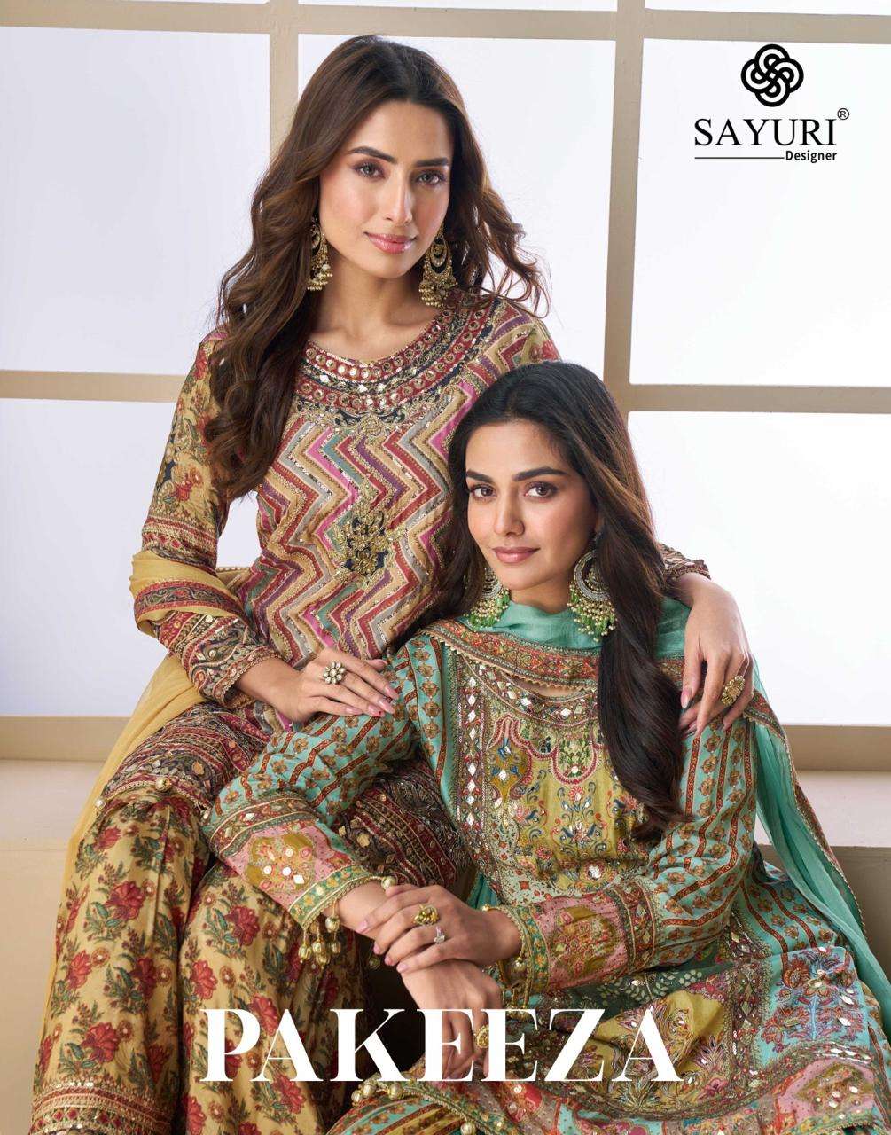 SAYURI PAKEEZA PURE SILK PRINTED HADN WORK DRESSES-00028