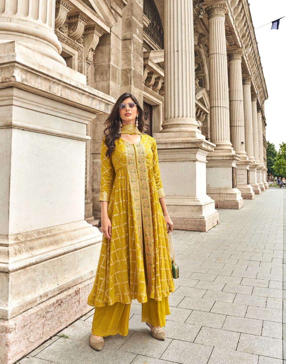 SAYURI RANGREZA 5598 TO 5600 SERIES VISCOS JACQUARD SILK GEROGETTE DRESSES-00150