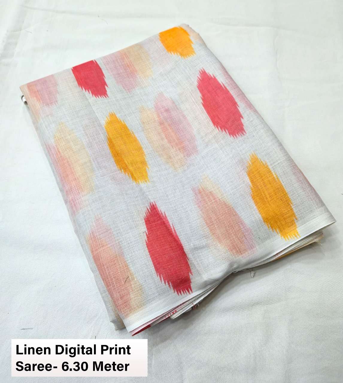 SC-COLOR BLOCK BY ASLWIHOLESALE DESIGNER PURE LINEN PRINTED SAREES-00292