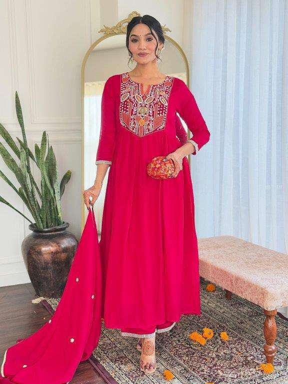SC643 BY ASLIWHOLESALE DESIGNER PURE VICHITRA SILK EMBROIDERY DRESSES-00264