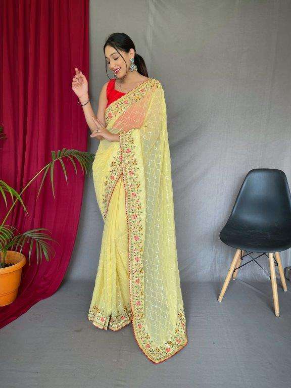 SEQUECE 4 BY ASLIWHOLESALE DESIGNER PURE GEOREGETTE SEQUENCE SAREES-00282