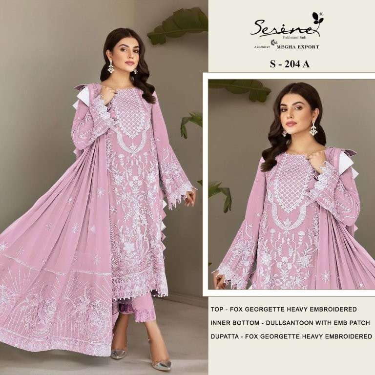 SERENE S-204 PURE FAUX GEORGETTE EMBROIDERY PAKISTANI DRESS-00201