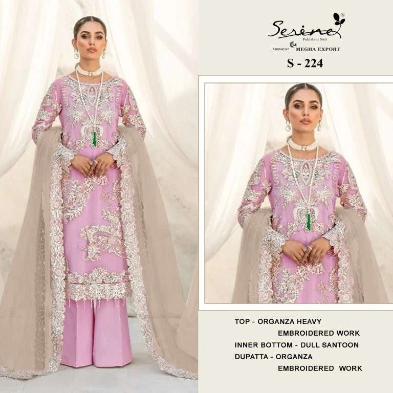 SERENE S-224 PURE ORGANZA EMBROIDERY PAKISTANI DRESS-00201