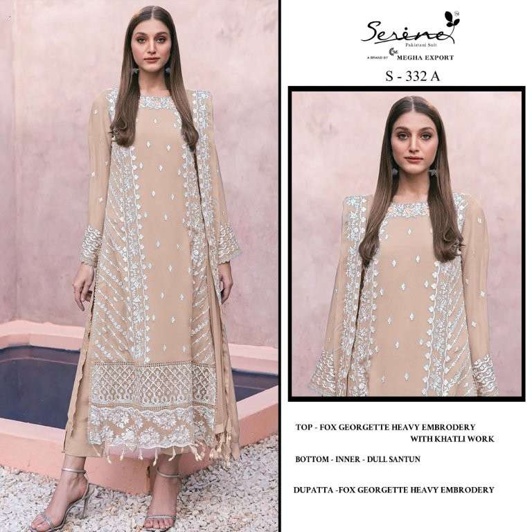 SERENE S-332 COLOUR PURE FAUX GEORGETTE EMBROIDERY PAKISTANI DRESSES-00201