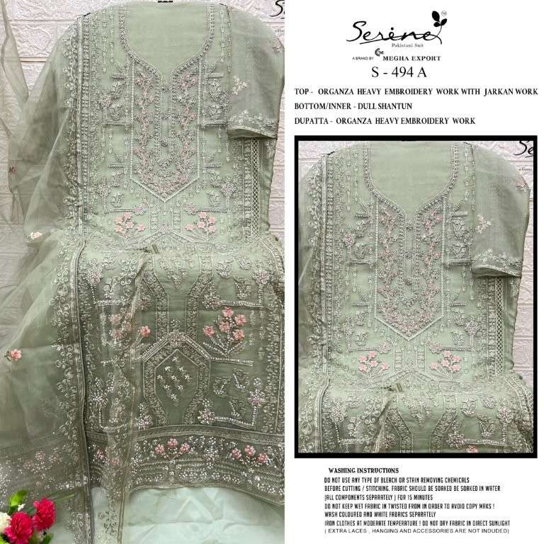 SERENE S-494 PURE ORGANZA EMBROIDERY PAKISTANI DRESSES-00201