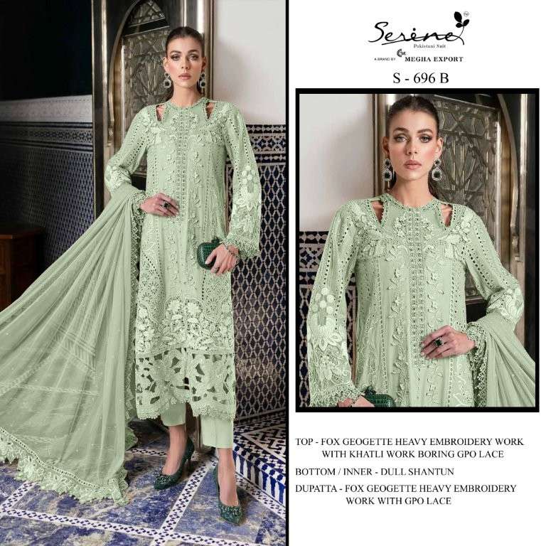 SERENE S-696 COLOURS HEAVY EMBROIDERY FAUX GEORGETTE PAKISTANI DRESSES-00201
