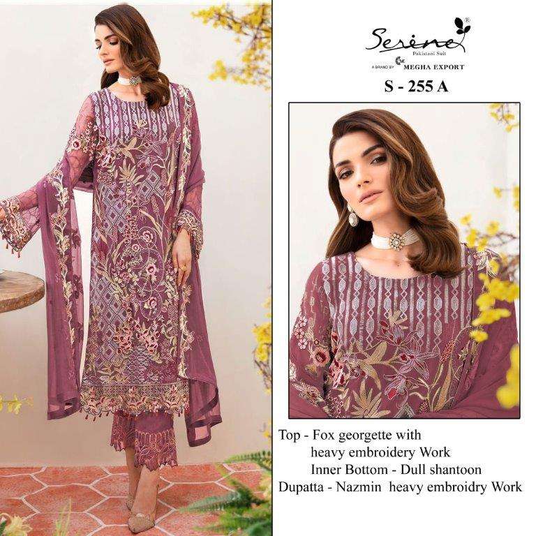 SERINE 255-A TO 255-C SERIES PURE FAUX GEORGETTE EMBROIDERY DRESSES-00201