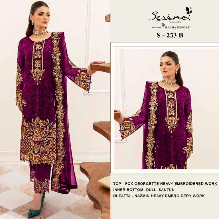 SERINE S-233-B TO 233-D 233-D SERIES PURE FAUX GEORGETTE EMBROIDERY DRESSES-00201