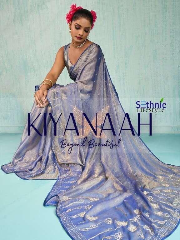 SETHNIC LIFESTYLE KIYANAAH PURE TONE VELVET CHIFFON SAREES-00137