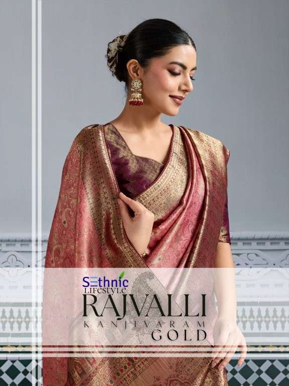 SETHNIC RAJVALLI GOLD PURE SILK WEAVING SAREES-00137